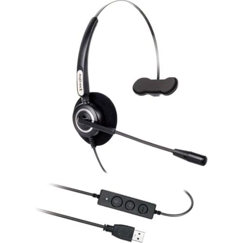 VoiceJoy Extra Ear Pad +Noise-Canceling microphone Corded USB Headset with Volume control and Mute Switch,Indicator for PC etc