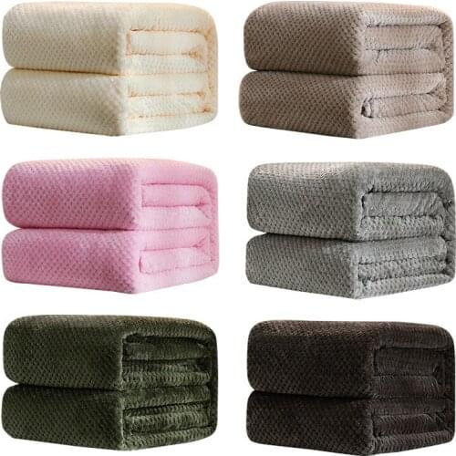 Blanket Fleece Flannel Plush Solid Color Bed Covers for sofa Soft Adult Plaid Throw Blankets Bedspread for the Couch