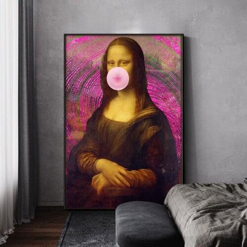 Classic Mona Lisa Pink Bubble Abstract Oil Painting on Canvas Posters and Prints Art Wall Pictures For Living Room Cuadros