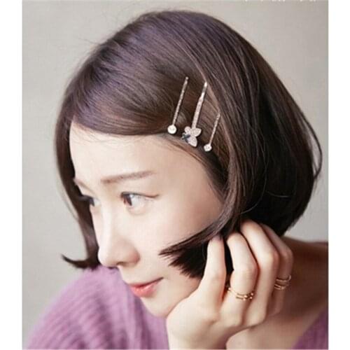 Korean hairpin crystal diamond hair ornament net red one character clip 3 sets of fashionable hairpin JQ-023