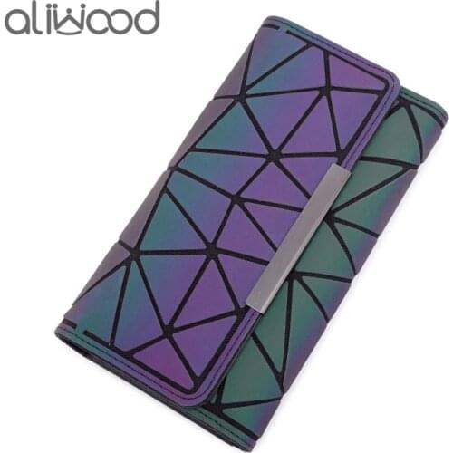 Aliwood Brands Women Wallet Geometry Clutch Laser Colorful Purse Female Luminous Wallet Phone bag Card Holder Carteira Feminina