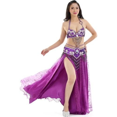 Belly Dancing Oriental Dance Costumes Performance 3pcs Bead Set Women Costume For Dance Bollywood Indian Sexy Night Dance Dress