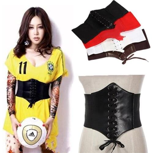 Fashion Women Faux Leather Wide Waist Waistband Belt Corset Elastic Waspie Waist Waistband Belt Corset Elastic Waspie Women lady