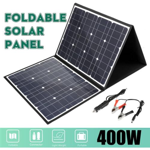 18V 400W Solar Panel Monocrystallinel Solar Cells Folding Package with 1.5m Cables +USB Interface DC Set for Outdoor Working