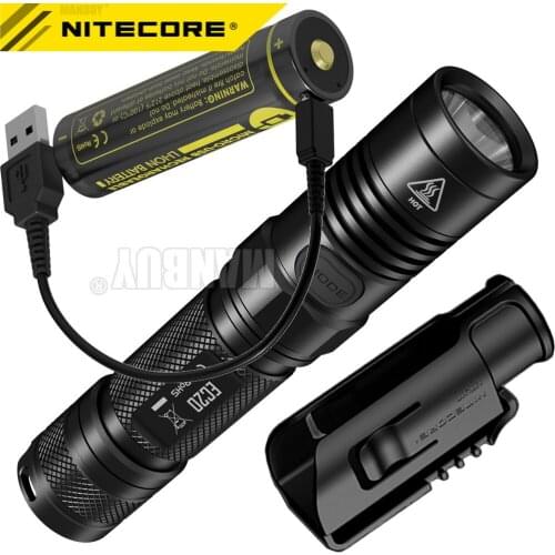 Nitecore EC20 Flashlight 18650 USB Port Rechargeable Battery NTH10 Holder CREE XM-L2 LED 960LMs Outdoor Camp Torch Free Shipping