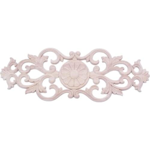 New Rubber Wood Carved Applique Retro Furniture Crafts Decor New(40*15cm)