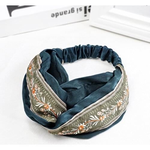 New Color Ethnic Embroidery Hairband European and American Retro Wide-brim Printing Hairpin Hair Accessories