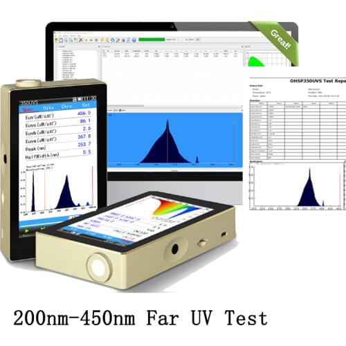 Portable 200-450nm UVA UVB UVC Spectrometer 222nm UV lamp Test