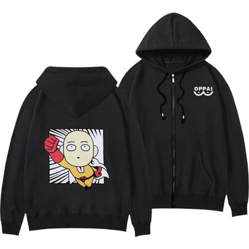 One Punch Man Oppai zipper Hoodie streetwear hoody Coat Saitama cosplay Jacket men women costume