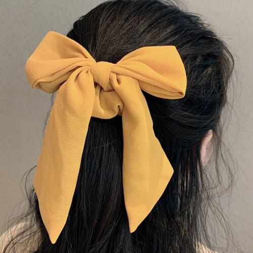 New Women Elegant Solid Color Knot Bow Ribbon Elastic Hair Bands Sweet Headband Hair Ornament Ponytail Holder Hair Accessories