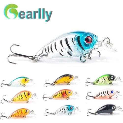 9 pcs/lot 4.5cm/4g 3D eyes colorful casting&trolling mini crank hard fishing lure fish bait lake sea saltwater fishing pesca