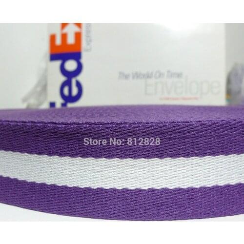 1.5'' Inch 38mm Purple White Strip Pattern Polyester Cotton Webbing For Handbag Handle Straps