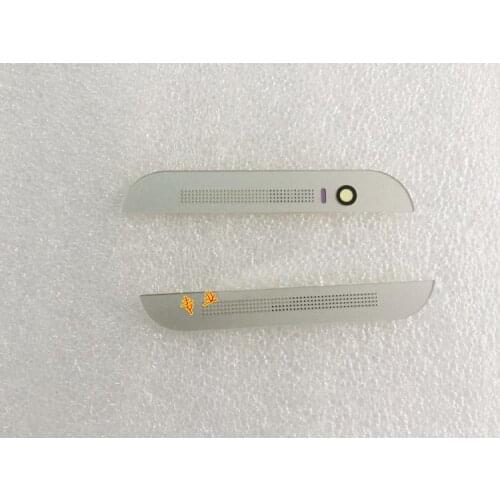 Silver Ymitn New Top Bottom Cap Cover Case For HTC One 2 M8 Front Facing Bezel Housing,Free Shipping