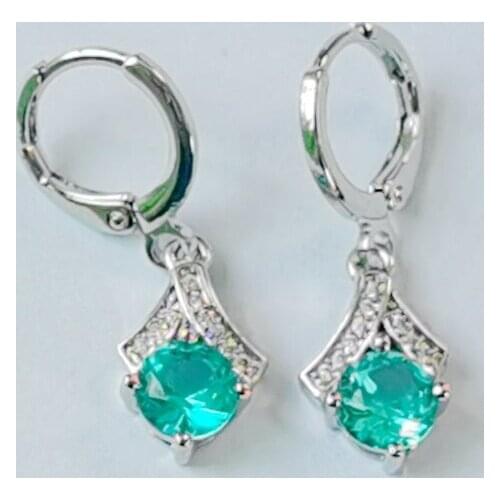 Wholesale Geometric Drop Earrings Silver Color with Shine Round CZ Stone Wedding Bridal Party Anniversary Gifts Earings