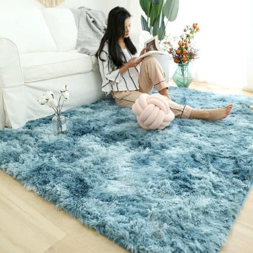 Grey Carpet Tie Dyeing Plush Soft Carpets For Living Room washable personality Dyeing Plush Carpet Rug Anti-slip Floor Mats Rugs