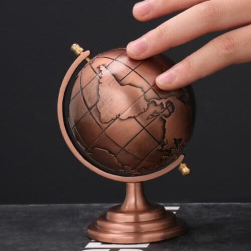 Globe Decor Vintage Style Smooth Texture Brass Sphere Globe Iron Display Sphere Geographical Display Home Decor for Desktop