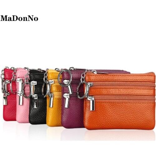 Womens Thin Purse Mini Coin Purse Fashion Genuine Leather Zipper Money Bags Cowhide Exquisite Wallet Key Case Portfel Damski