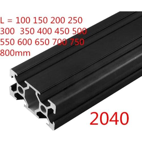 1PC BLACK 2040 European Standard Anodized Aluminum Profile Extrusion 100-800mm Length Linear Rail for CNC 3D Printer