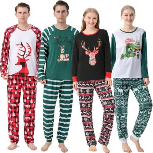 2021 Family Matching Christmas Pajamas Sets Children Sleepwear Girls Clothes Mom Dad Kids Pyjamas Homewear Reindeer Xmas Pijamas