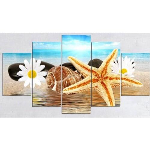 3d DIY Diamond Painting Cross Stitch sea Shell starfish scenery Full Rhinestone painting Diamond Embroidery 5pcs wall Home Decor