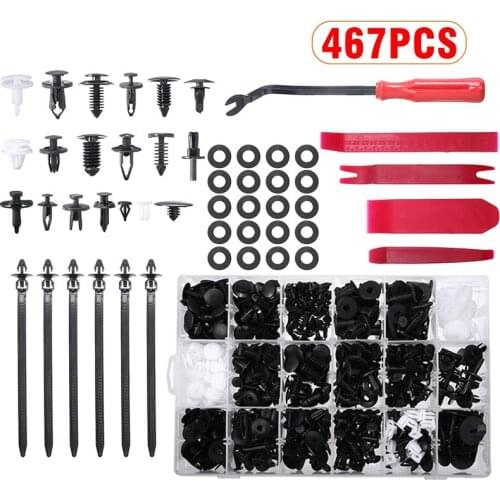 467pcs Assorted Plastic Fastener Car Body Trim Pin Rivet Push Bumper Clips with Removal Tool Universal for Car
