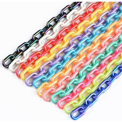 50CMX5PCS AB Colors Acrylic Link Chain Lobster Clasp Keychains For Necklace Bracelet Making Colorful Chain Plastic Chain Links