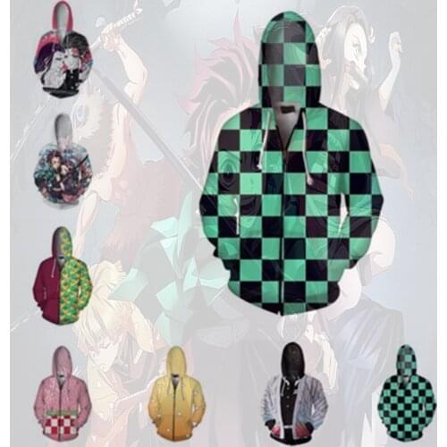 Anime Sweatshirt Hoodie Demon Slayer Kimetsu no Yaiba Cosplay Costume Unisex Jacket 3D Print