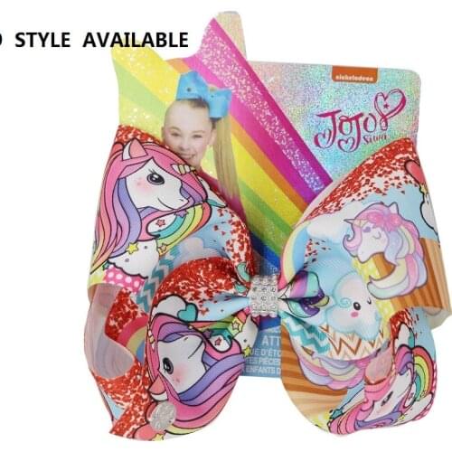 NEW 8INCH hair Bows Unicorn cartoon chinese girls doll Printed Bow For Girls Handmade Boutique Hair Accessories Drop Shipping