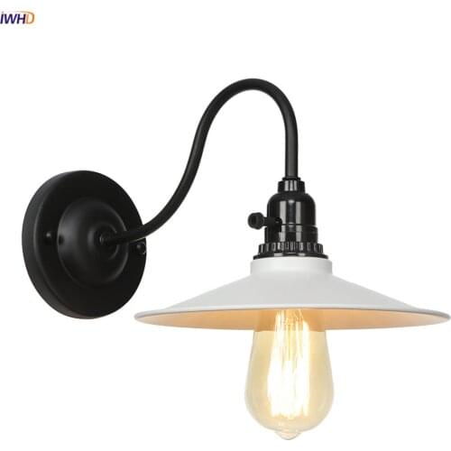 IWHD Wandlamp White Antique Vintage Wall Lamp Bedroom Beside Stair Porch Switch Loft Loft Industrial Retro Wall Light Sconce LED