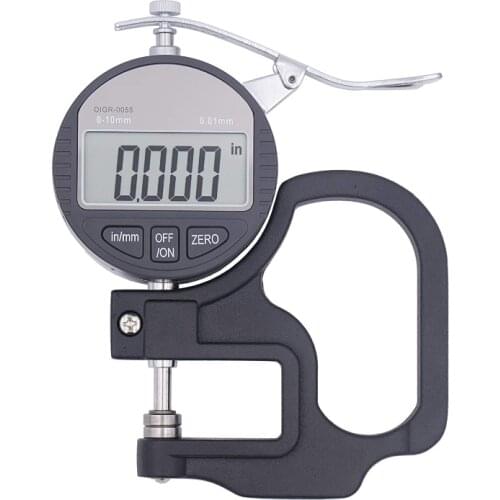 DTGR-0055 Electronic Digital Thickness Gauge 0-0.4 inch/10mm Measuring Tool Compatible w/ Paper Leather Cloth Wire