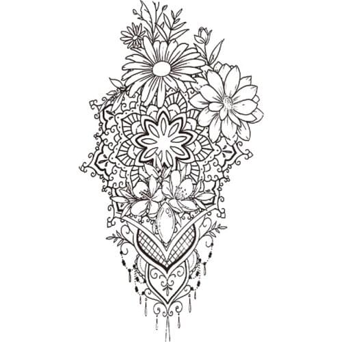 Hannah Sanskrit Waterproof Temporary Tattoo Sticker Black Sunflowers Jewelry Totem Fake Tattoos Flash Tatoos Arm Body Art Women
