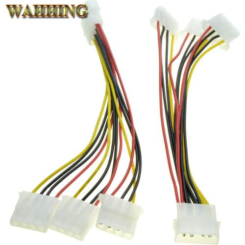 2 4 Pin Molex Male to 3 port Molex IDE Female Power Supply Splitter Adapter Cable Computer 4Pin IDE Power Cables HY1578