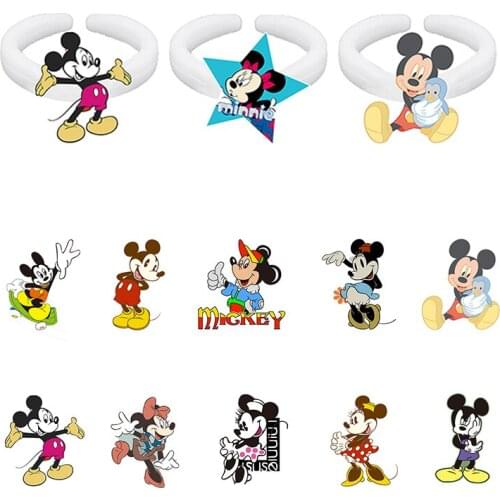 Disney Cute And Funny Mickey Minnie Play Modeling Pattern Epoxy Resin Ring Fashion Acrylic Ring To Send Friends Jewelry