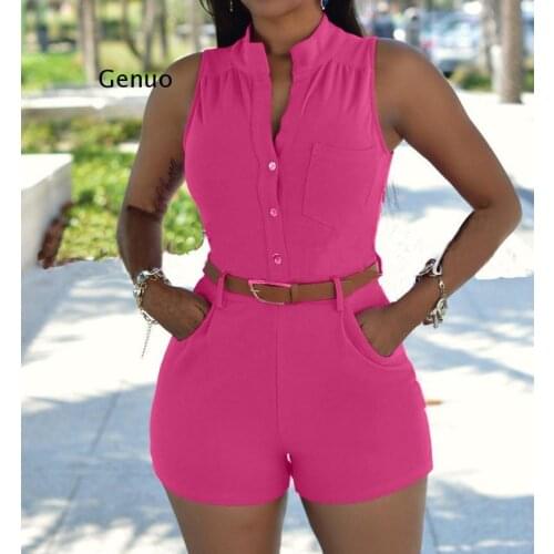 Sexy Women Shorts Jumpsuit Shorts Bodysuit Playsuit Casual Women Summer Clothing Overalls Shorts Rompers With Belt