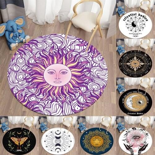 Creative cartoon sun moon area rug outdoor patio area rug waterproof living room table bedroom decor circle rug round area rug