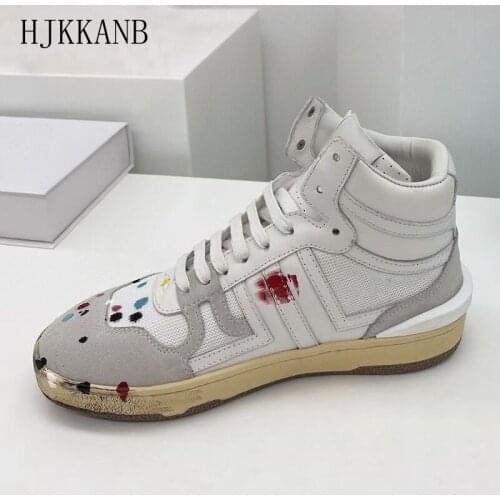 New Arrival Couple Flat Casual Shoes High Top Sneakers Round Toe Lace Up Tennis Shoes Comfort Breathable Walking Shoes Unisex