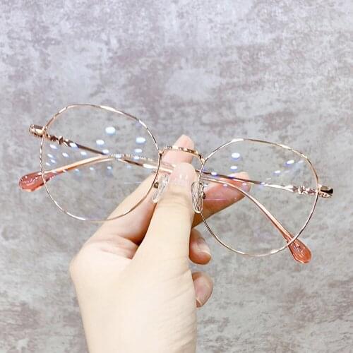 Metal Glasses Frame Adult Anti Blue Light Irregular Round Glasses Unisex Water Drop Transparent Eyewear Frames