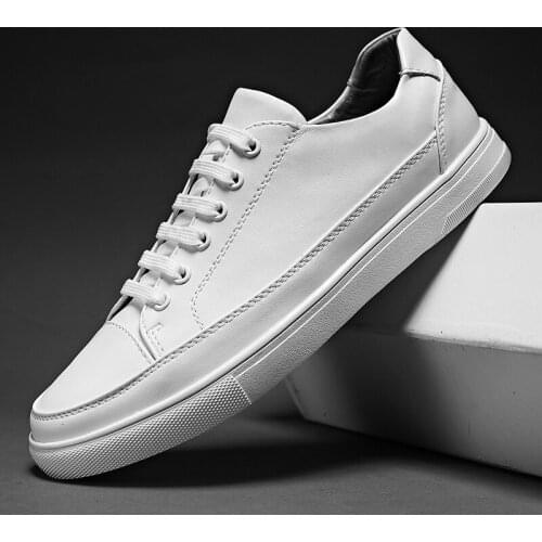 New Product Men Boarding Shoes Comfortable Lace-up Flat Shoes Breathable White Shoes Light Low-top Platform Shoes Small Size 37