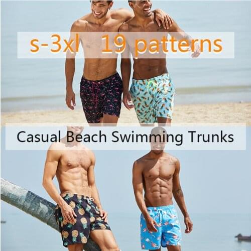2021 New Fashion Swim Beach Board Trunks Men Quick Dry Lightweight Loose Comfy Elastic Drawstring Print Casual Pockets Shorts