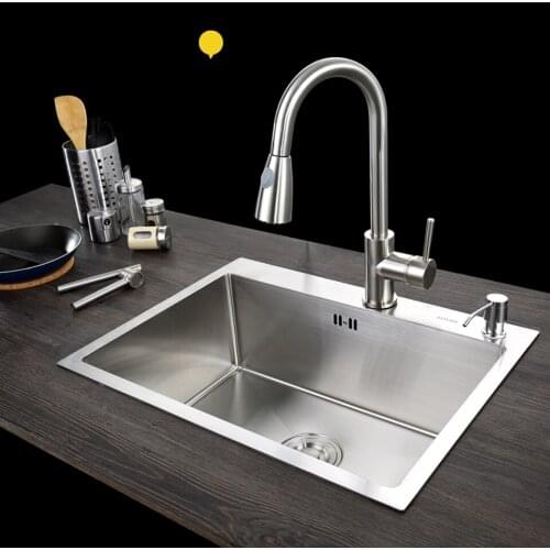 C&C Kitchen Sink Vessel Set With Faucet Single Sink Kitchen Sink Washing Vanity SUS304 Stainless Steel