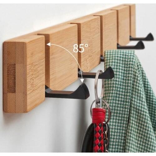 Wall Mounted Coat Rack Punch-free Floating Shelves Wood Wall Storage Shelves with Hooks for Bedroom Living Room Bathroom Office