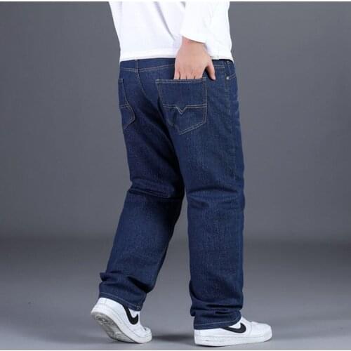 Autumn Jeans Mens Spring and Autumn Style Fattening Casual Pants Middle-aged and Elderly Straight Tube Loose Fat Mens Pants