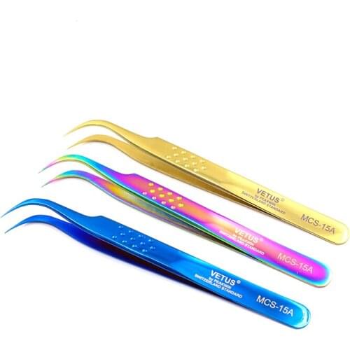 VETUS High precision Eye Lashes Tweezers Excellent Closure Volumn Eyelash Extension Tweezers Professional Makeup Tools