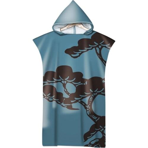 Adult Microfiber Fabric Print Beach Poncho Towel With Hooded Wetsuir Changing Robes Cloaks Swimming Surf Fitness Bath Towel