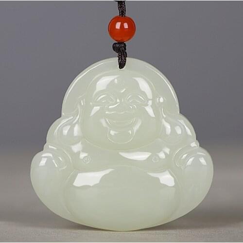 Genuine Natural Buddha Jade Pendant Men Women Chinese Xinjiang Hetian Certified Jades Stone Charms Suet Jade Guanyin Amulet Gift