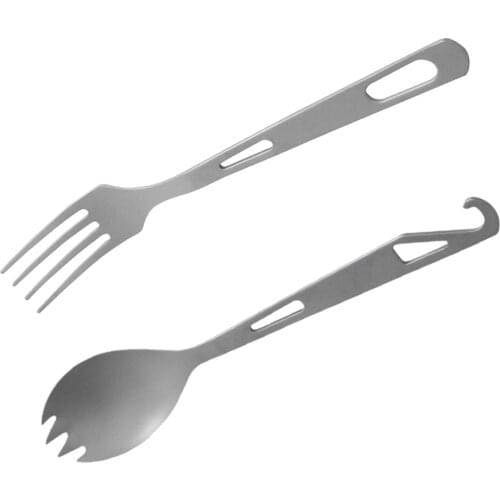 Portable Outdoor Cutlery Titanium Fork Spoon Tableware for Picnic Travel Camping Hiking Fishing Picnic BBQ Spoon Fork Dinnerware