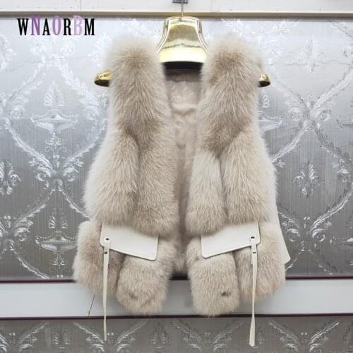 Autumn And Winter New Fox Fur Vest Womens Coat Genuine Leather Sheep Skin Gilet Natrual Fox Fur Jackets Real Fox Fur Coats
