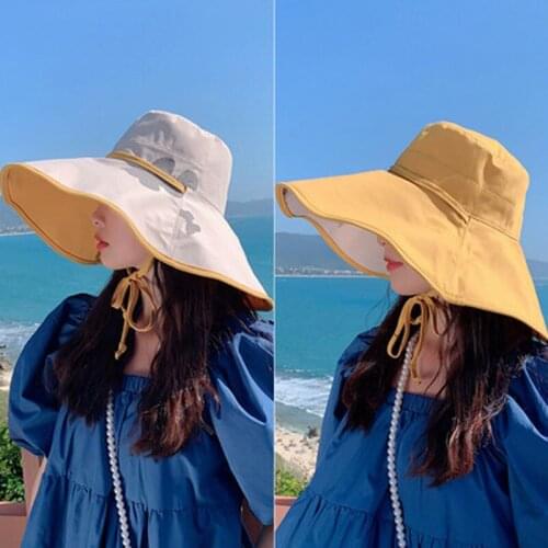 Fishermans Hat womans Summer Sun Block Hat Big Brim Sun Block Face Autumn Double-Sided Big Brim UV Sun Block Hat