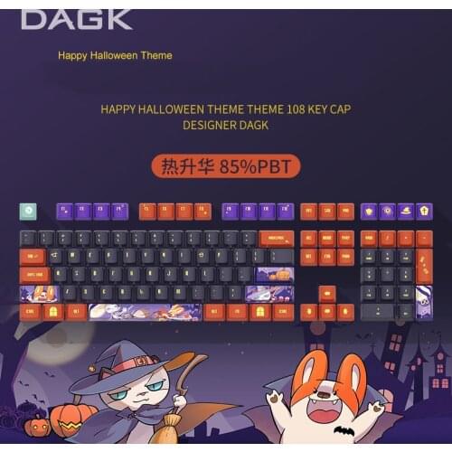 Cute Keycaps Dog Cat Anime PBT Sublimation Key-Cap OEM/Cherry Profile 108/128 Keys Keyboard For 61/64/68/71/82/84/87/96/104/108