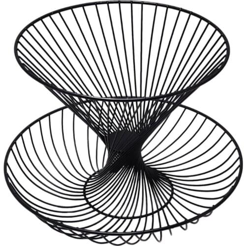 Creative Modern 2-Layers Metal Storage Display Stand Bowl Kitchen Fruit Basket Elegant Home Living Room Decoration